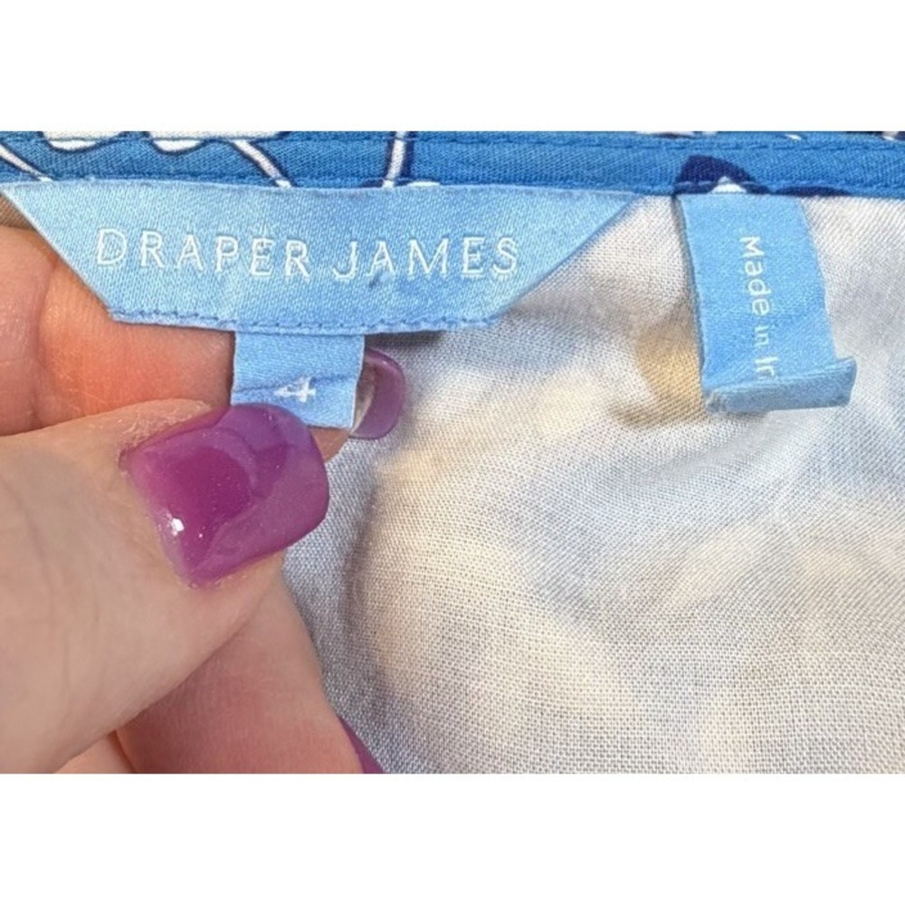 Draper James Blue Floral Wrap Dress Size 4 Feminine Ruffle Hem Lined. Necklace. - Picture 7 of 8